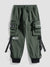 Function Buttons Ribbons Zipper Pockets Cargo Pants - Anagoc