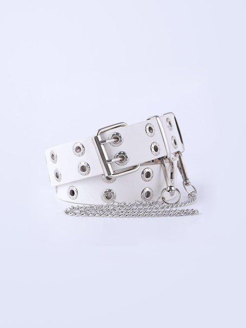 Punk Double-row Eye Buckle Hollow Chain Belt - Anagoc