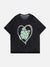 Heart Checkerboard Washed Graphic Tee - Anagoc