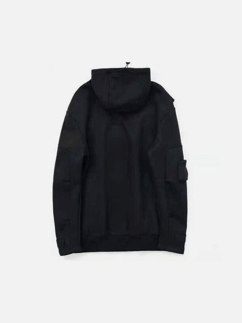 Dark Fake Zipper Pockets Hoodie - Anagoc