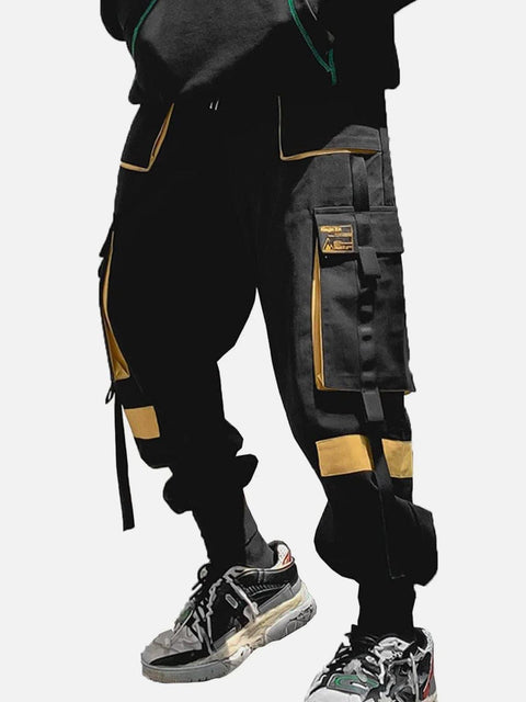 Function Patchwork Multi Pockets Cargo Pants - Anagoc