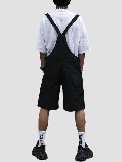 Functional Dark Solid Color Cotton overalls - Anagoc