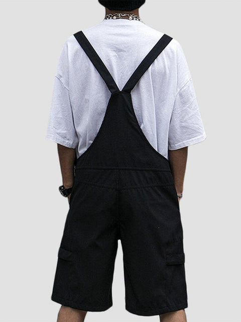 Functional Dark Solid Color Cotton overalls - Anagoc