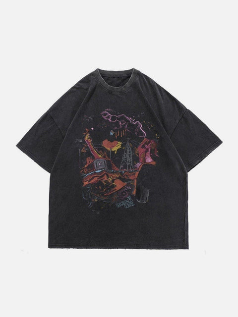 Dark Graffiti Oversized Tee - Anagoc