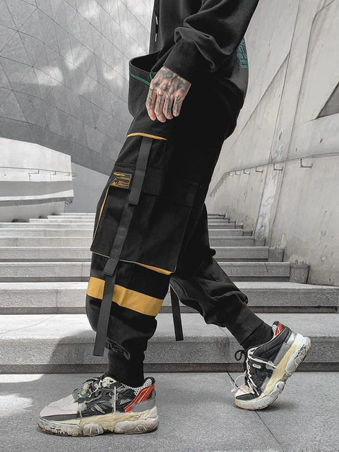 Function Patchwork Multi Pockets Cargo Pants - Anagoc