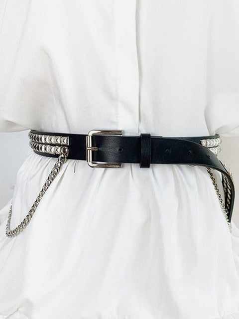 Punk Personalized Chain Rivet Decoration Belt - Anagoc