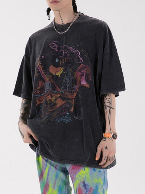 Dark Graffiti Oversized Tee - Anagoc