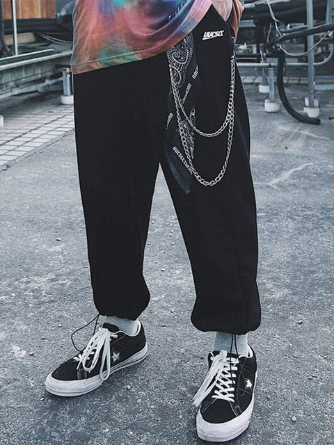 "Chains Belt"Loose Pants - Anagoc