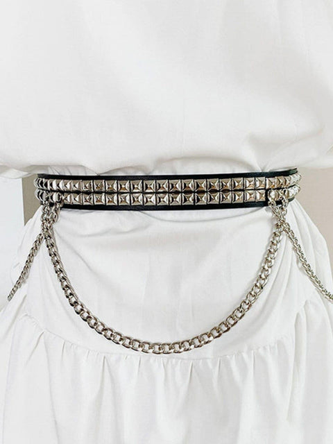 Punk Personalized Chain Rivet Decoration Belt - Anagoc