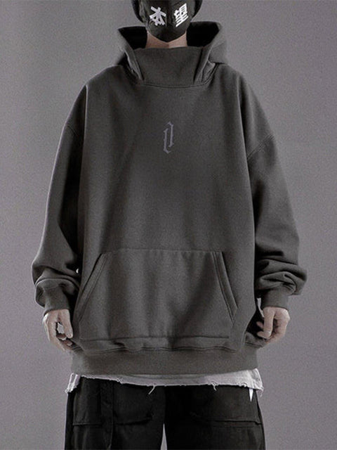 High Collar Oversized Hoodie - Anagoc