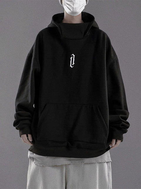 High Collar Oversized Hoodie - Anagoc