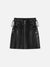 Side Straps Zip Up PU Skirt - Anagoc