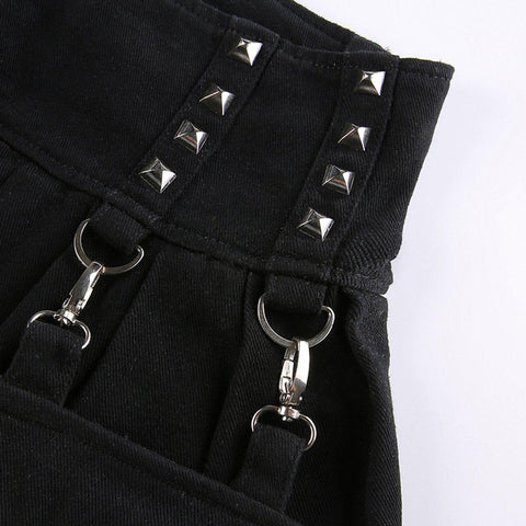 Dark Irregular Detachable Rivets Pants - Anagoc