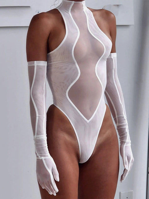 Sexy Mesh Perspective Jumpsuit - Anagoc