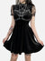 Gothic Chain Pentagram Mesh Patchwork Velvet Dress - Anagoc