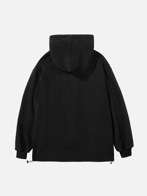 Embroidery Polar Fleece Hoodie - Anagoc