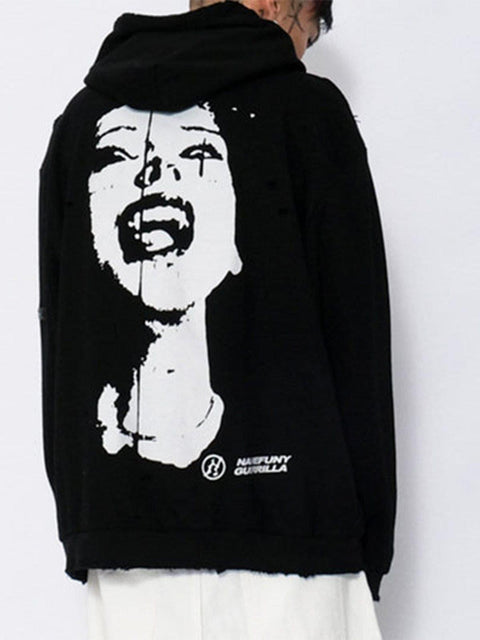 Silhouette Avatar Print Hoodie - Anagoc