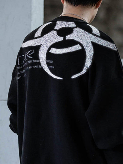 Dark Reflective Biochemical Weapon Print Knitted Sweater - Anagoc