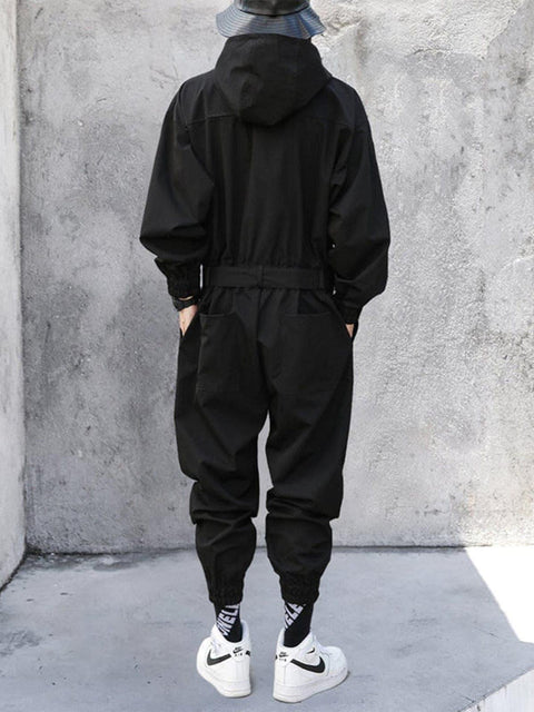 Function Multi Pockets Hooded Cargo Jumpsuit - Anagoc