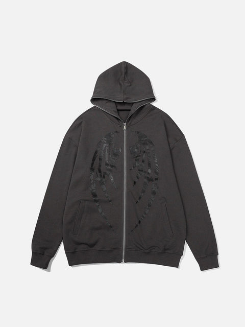 Dark Skeleton Wings Zip Up Hoodie - Anagoc