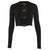Dark Hollow Out Lace Long Sleeve Crop T Shirt - Anagoc