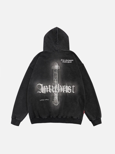 Cross Washed Hoodie - Anagoc