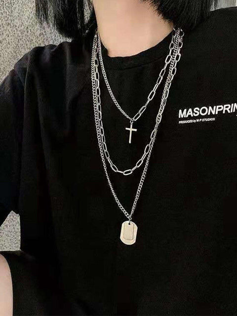 [PRE ORDER] Punk Multi-layer Cross Necklace - Anagoc