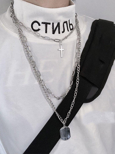 [PRE ORDER] Punk Multi-layer Cross Necklace - Anagoc