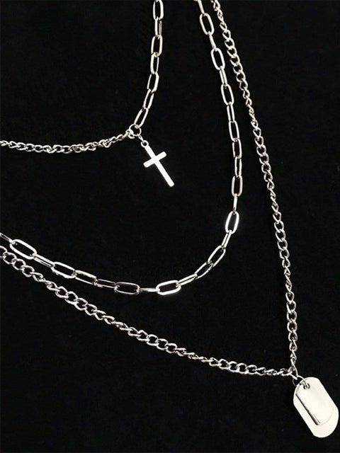 [PRE ORDER] Punk Multi-layer Cross Necklace - Anagoc