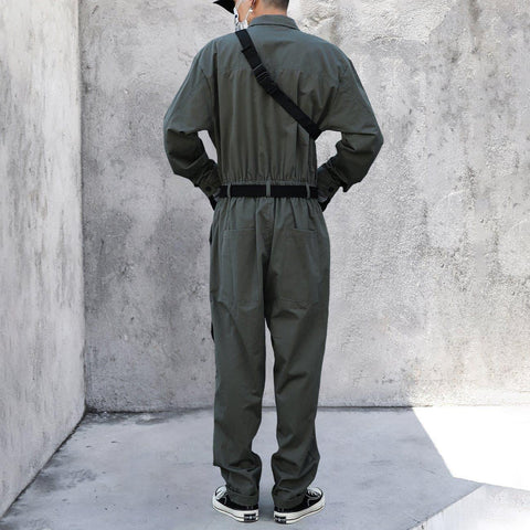 Dark Function Personalized Belt Buttons Cargo Jumpsuit - Anagoc