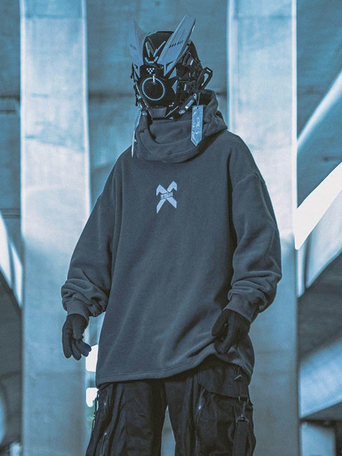 Embroidery Polar Fleece Hoodie - Anagoc