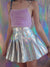 Laser Glossy Fluorescent Pleated Skirt - Anagoc