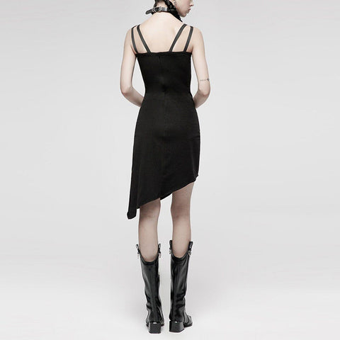 Dark Rock Punk Elastic Irregular Dress - Anagoc