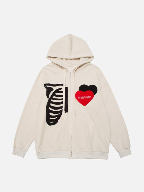 Flocking Skeleton Love Hoodie - Anagoc