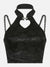 Dark Butterfly Buckle Hollow Cropped Vest - Anagoc