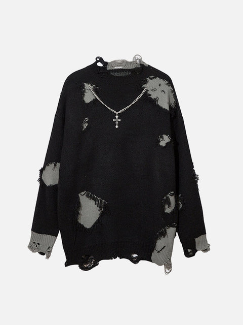 Hole Crucifix Necklace Sweater