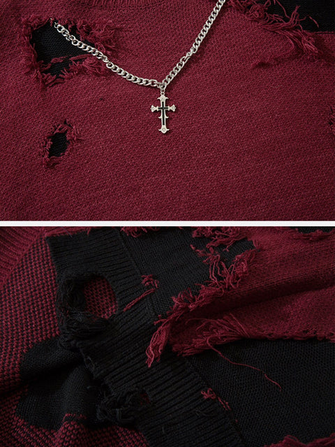 Hole Crucifix Necklace Sweater