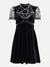 Gothic Chain Pentagram Mesh Patchwork Velvet Dress - Anagoc