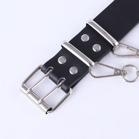 Punk Double-row Eye Buckle Hollow Chain Belt - Anagoc