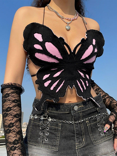 Sexy Butterfly Denim Vest - Anagoc