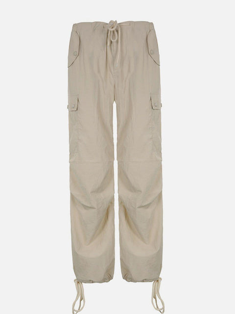 Low Waist Drawstring Cargo Pants - Anagoc